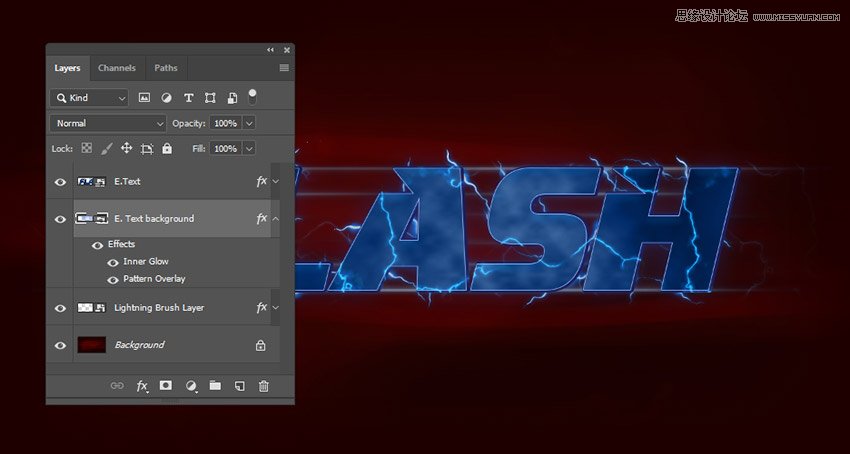 闪电文字：用PS制作闪电特效艺术字,PS教程,思缘教程网
