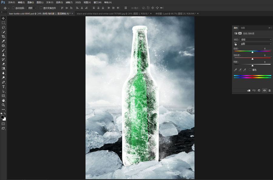 啤酒海报：用PS合成冰冻的啤酒海报,PS教程,思缘教程网