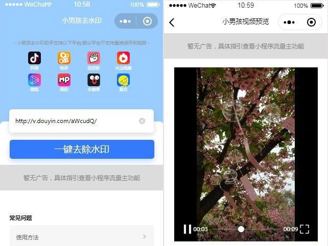 抖音去水印微信小程序源码独立版 无后台