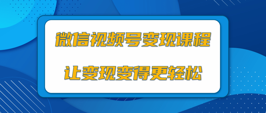 视频教程，微信视频号变现项目，0粉丝冷启动项目和十三种变现方式