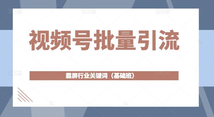 视频号批量引流，霸屏行业关键词（基础班）全面系统讲解视频号玩法