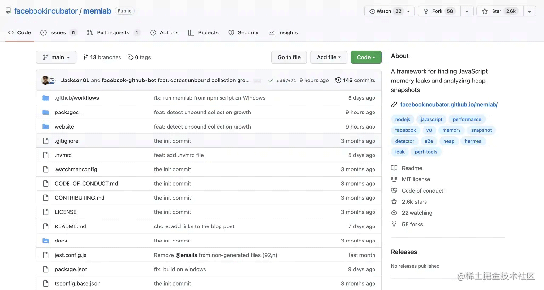 Meta开源JavaScript内存泄漏监测工具MemLab安装使用