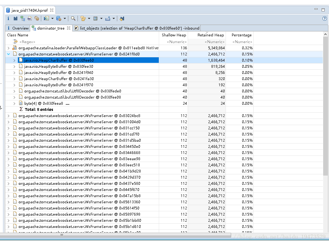 tomcat websocket WsFrameServer内存溢出的问题解决